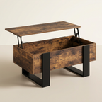 Table basse relevable avec rangement bois effet vieilli et noir NAYA – NEO TABLE
