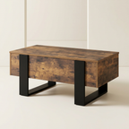 Table basse relevable avec rangement bois effet vieilli et noir NAYA – NEO TABLE