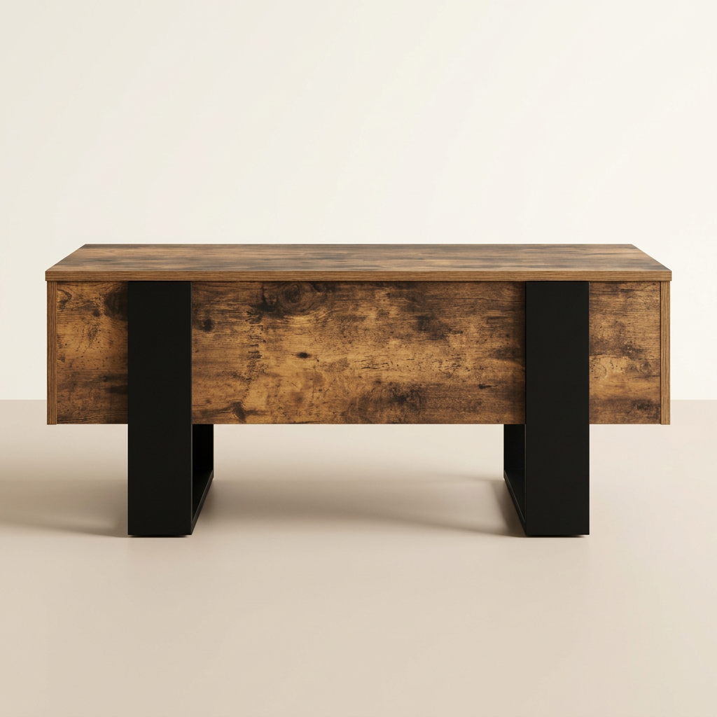 Table basse relevable avec rangement bois effet vieilli et noir NAYA – NEO TABLE