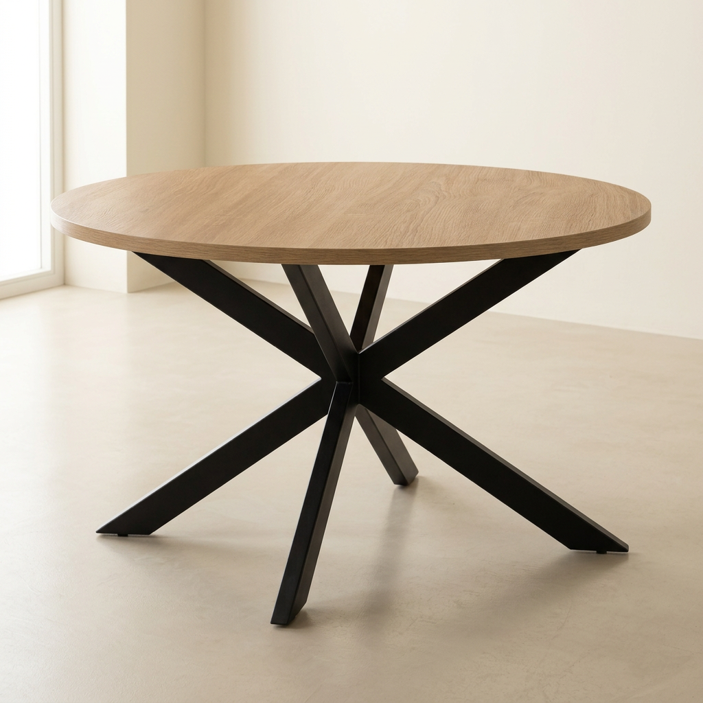 Table basse ronde bois et noir pied araignée LÉNA – NEO TABLE