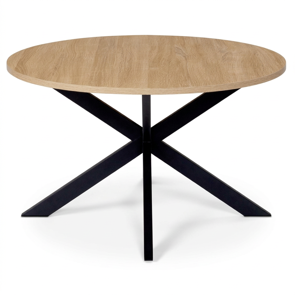 Table basse ronde bois et noir pied araignée LÉNA – NEO TABLE