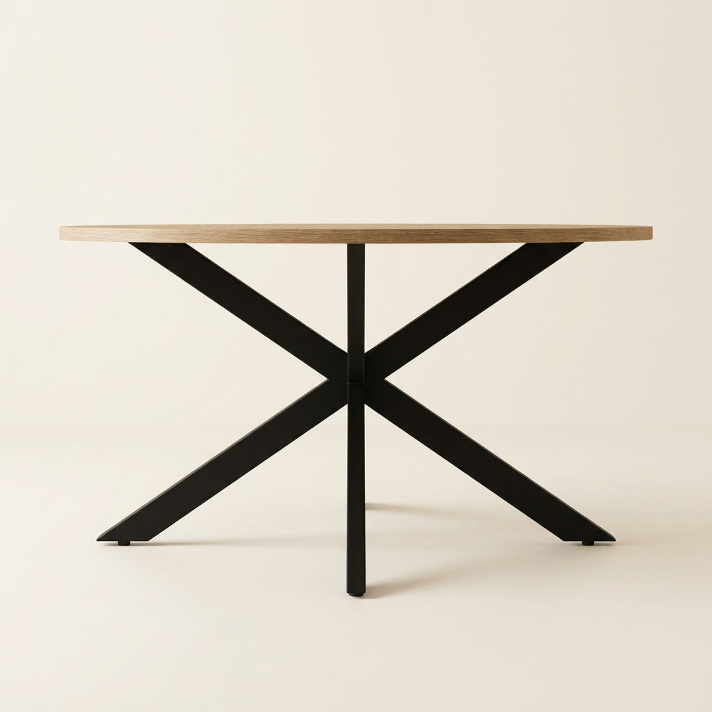 Table basse ronde bois et noir pied araignée LÉNA – NEO TABLE