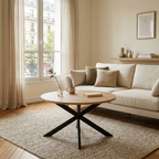 Table basse ronde bois et noir pied araignée LÉNA – NEO TABLE