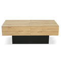 Table basse coulissante avec rangement bois imitation hêtre et noir ELINA – NEO TABLE