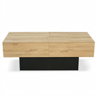 Table basse coulissante avec rangement bois imitation hêtre et noir ELINA – NEO TABLE