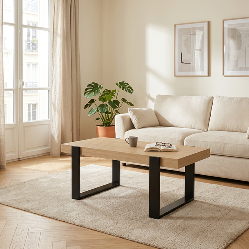 Table basse rectangulaire bois et noir NOVA – NEO TABLE