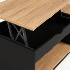 Table basse relevable avec rangement noir et effet hêtre MILA – NEO TABLE