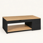 Table basse relevable avec rangement noir et effet hêtre MILA – NEO TABLE