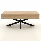 Table basse relevable avec rangement noir et bois ELYA – NEO TABLE