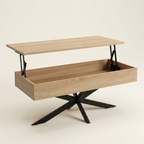 Table basse relevable avec rangement noir et bois ELYA – NEO TABLE