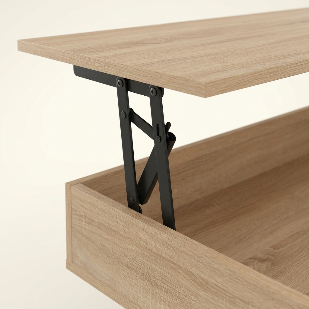 Table basse relevable avec rangement noir et bois ELYA – NEO TABLE