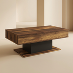 Table basse relevable avec rangement bois foncé et noir SANA – NEO TABLE