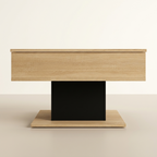 Table basse relevable carrée avec rangement bois et noir NORA – NEO TABLE